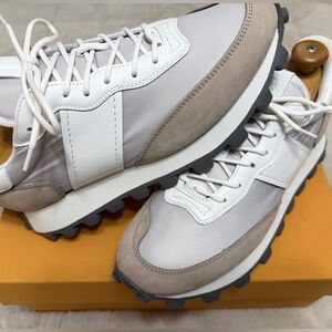 NEW! $795 Tod’s Allacciata Running White Tan Grey Low Top Sneakers 9.5 10